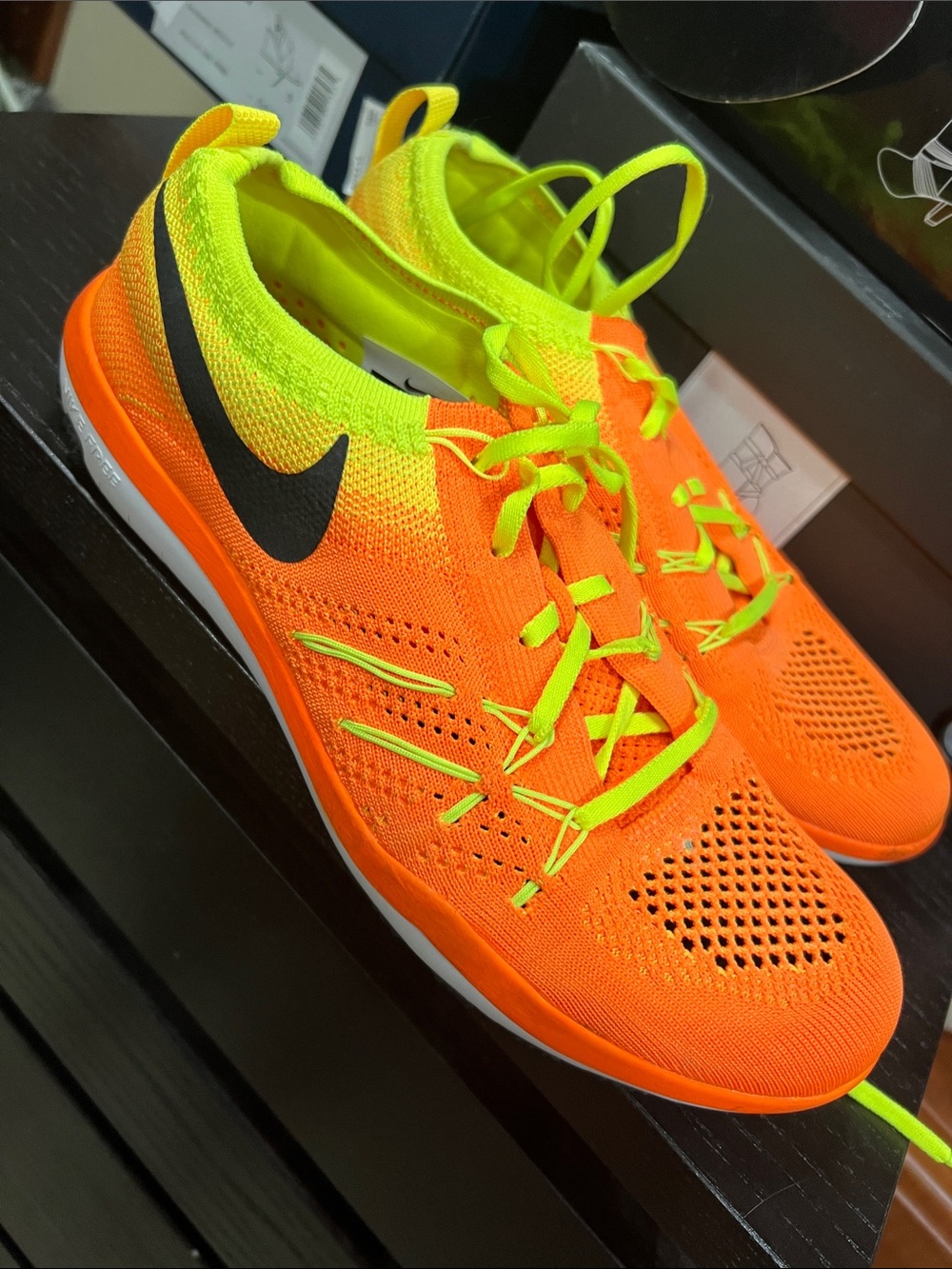 Nike woman’s Flyknit Training Shoes - Orange/Neon